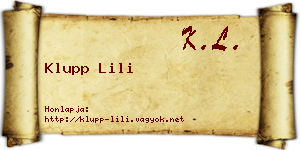 Klupp Lili névjegykártya